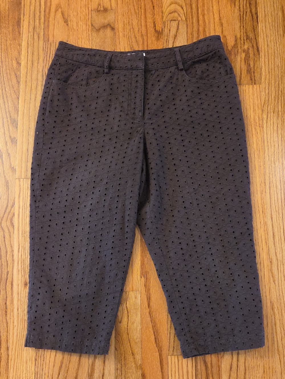 Talbots Eyelet Cropped Stretch Pants- Brown- Size: 10P